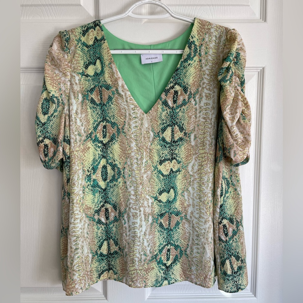 Snake Print Puff Sleeve Top - L